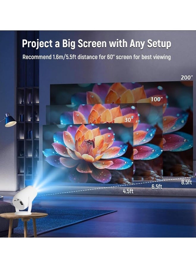 Smart Mini Projector HY400, WiFi6 & BT 5.4, 300 ANSI Lumens, Native 1280P, 4K Decoding, Android 13, 270° Rotatable, 200 Inch Screen, Portable Home Cinema & Gaming Projector - Image 3