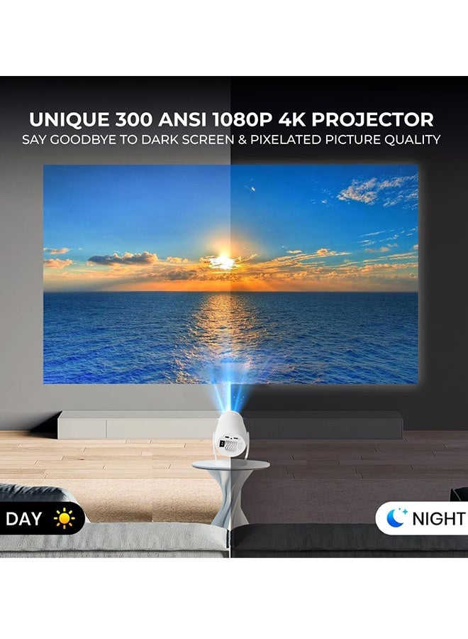 Smart Mini Projector HY400, WiFi6 & BT 5.4, 300 ANSI Lumens, Native 1280P, 4K Decoding, Android 13, 270° Rotatable, 200 Inch Screen, Portable Home Cinema & Gaming Projector - Image 2