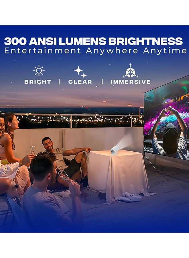 Smart Mini Projector HY400, WiFi6 & BT 5.4, 300 ANSI Lumens, Native 1280P, 4K Decoding, Android 13, 270° Rotatable, 200 Inch Screen, Portable Home Cinema & Gaming Projector - Image 5