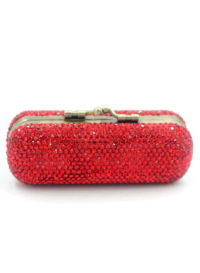 Bestbling Bling Rhinestone Crystal Lipstick Case Holder Organizer bag Cosmetic Storage for Women's Lipstick Jewelry Kit (Red) - Image 1