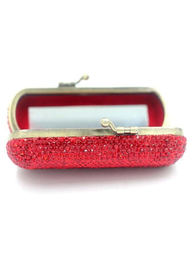 Bestbling Bling Rhinestone Crystal Lipstick Case Holder Organizer bag Cosmetic Storage for Women's Lipstick Jewelry Kit (Red) - Image 3