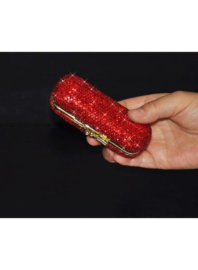 Bestbling Bling Rhinestone Crystal Lipstick Case Holder Organizer bag Cosmetic Storage for Women's Lipstick Jewelry Kit (Red) - Image 5