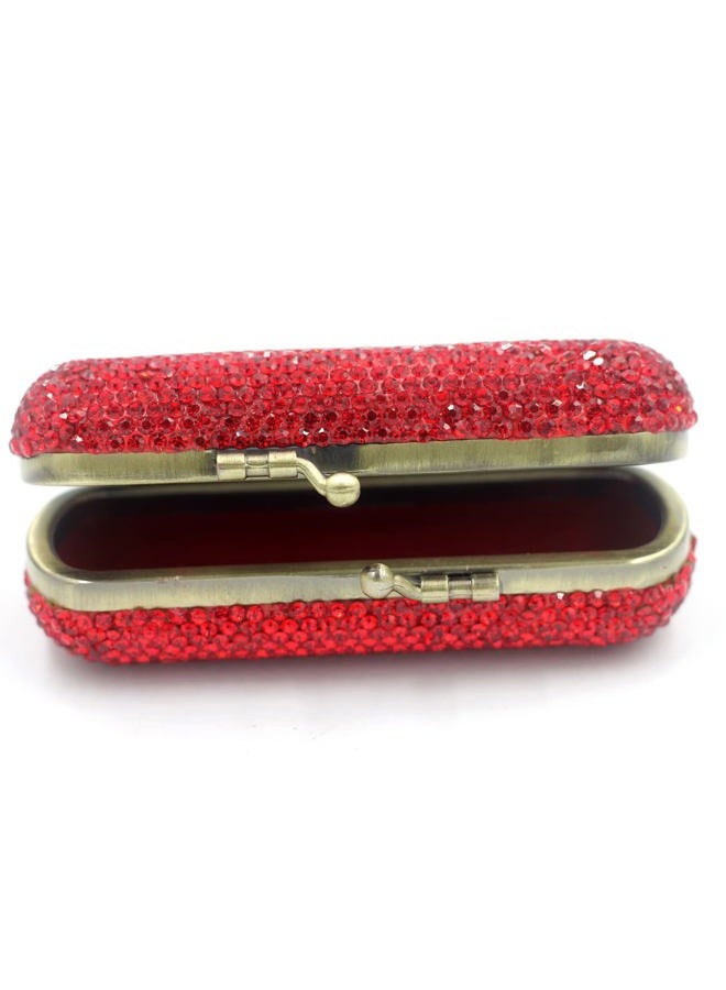 Bestbling Bling Rhinestone Crystal Lipstick Case Holder Organizer bag Cosmetic Storage for Women's Lipstick Jewelry Kit (Red) - Image 2