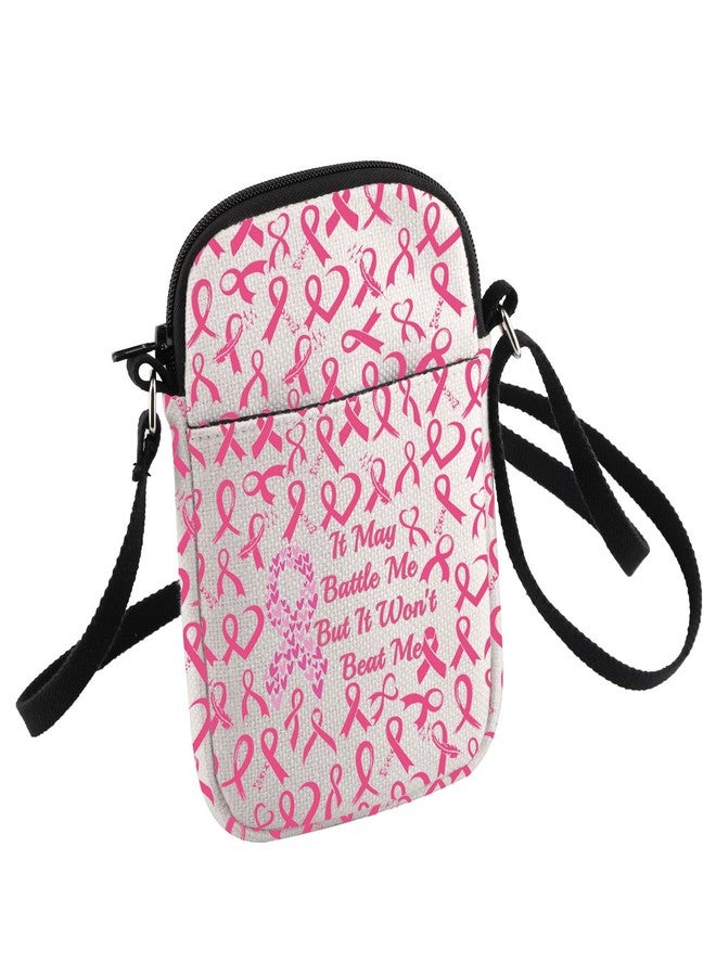 HOLLP Breast Cancer Awareness Crossbody Bag for Women It May Battle Me But It Won't Beat Me Small Sling Bag Pink Ribbon GIft (Breast Cancer) - Image 1
