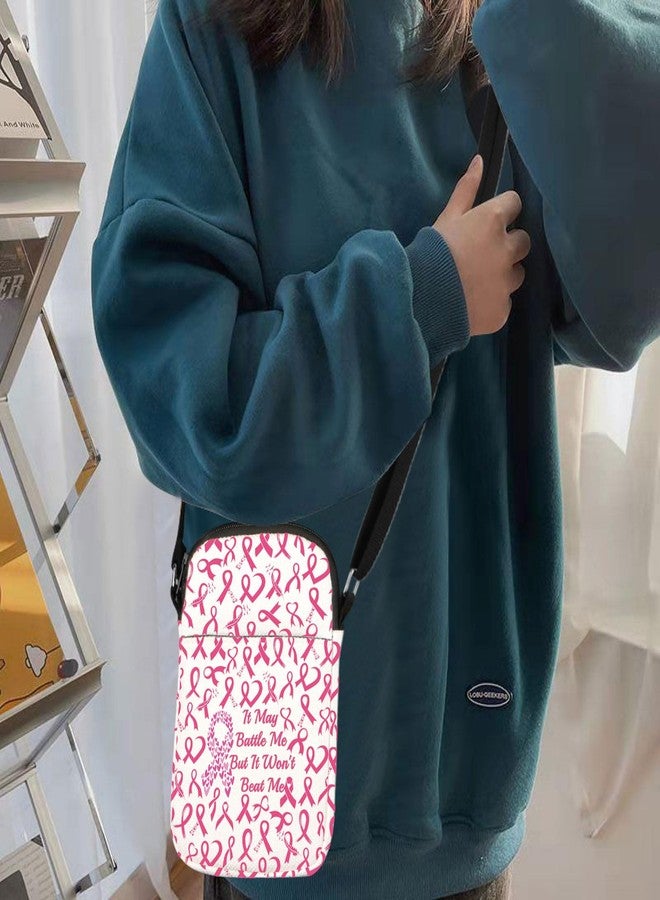 HOLLP Breast Cancer Awareness Crossbody Bag for Women It May Battle Me But It Won't Beat Me Small Sling Bag Pink Ribbon GIft (Breast Cancer) - Image 3