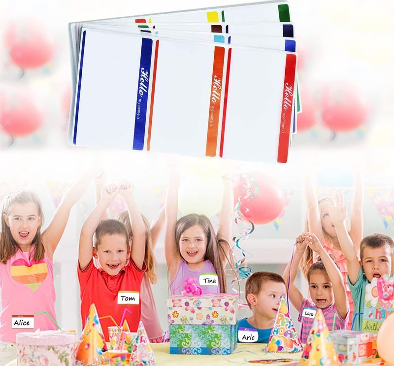 Solar-Power Sticky Name Tags Stickers Colorful Hello Border All Purpose Labels - 200 Stickers, Strong Adhesive (3.5 x 2.25 inch) - Image 2