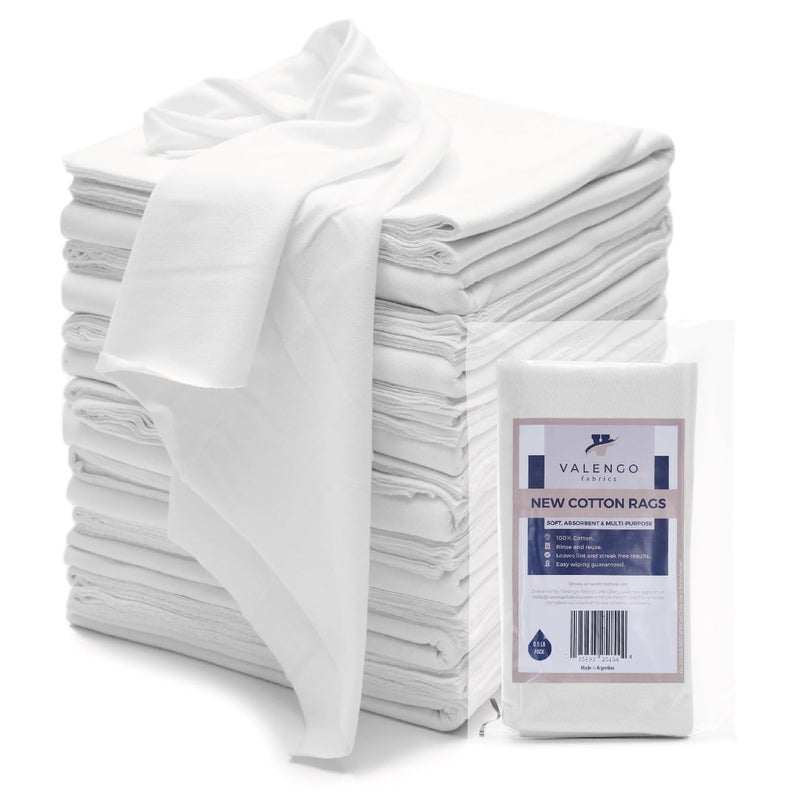 Valengo Fabrics فوط فالينغو الجديدة خالية من الوبر 100% قطن، فوط ناعمة من تي شيرت، قماش خالي من الوبر لتلوين الخشب، الحديد الزهر، فوط للتنظيف، إزالة الغبار، التلميع، فن الرسم، كيس يحتوي على 7 فوط 17”x17”- (عبوة من 7) - Image 1