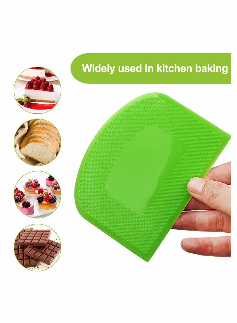 SYOSI 2 Pieces Dough Scraper Bowl Scraper Food-safe Plastic Dough Cutter Flexible Plastic Scraper Practical Bench Scraper Multipurpose Food Scrappers for Bread Dough Cake Fondant Icing, White, Green - Image 4