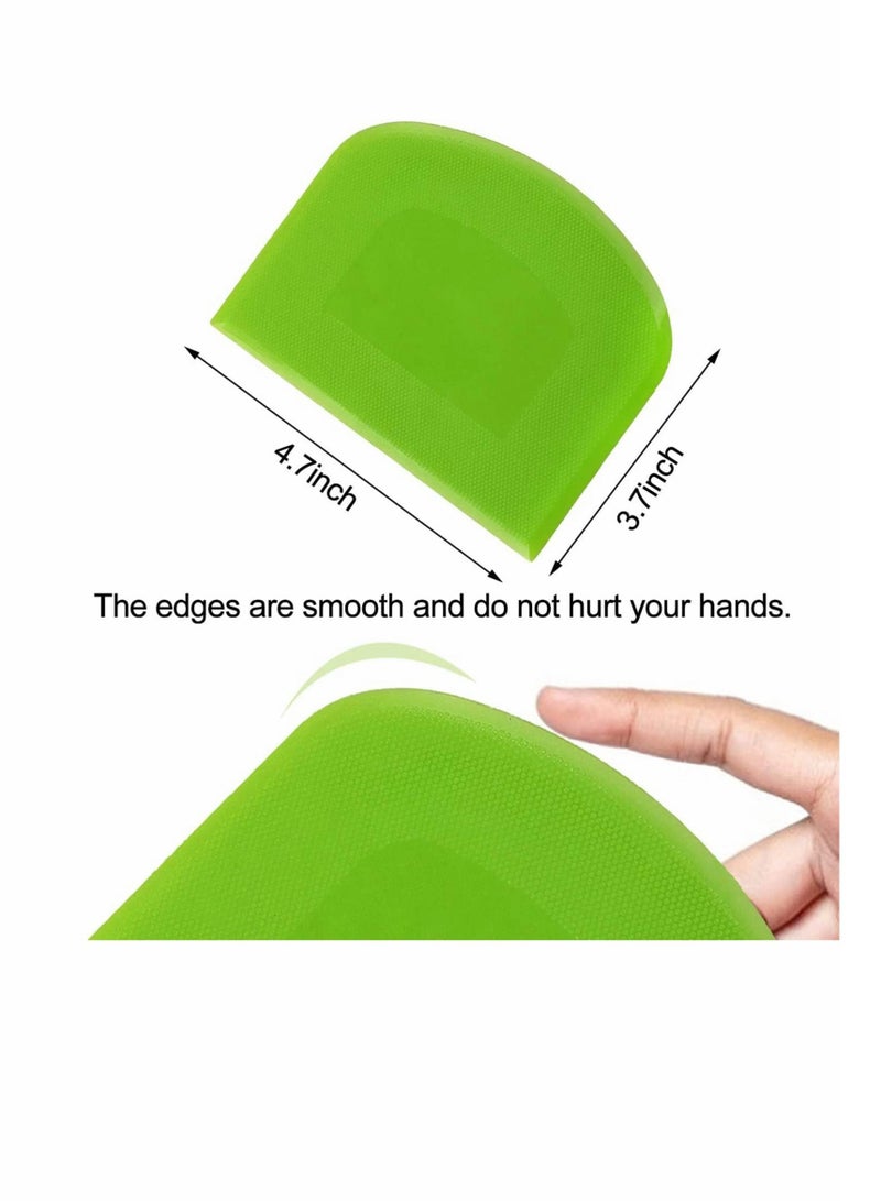 SYOSI 2 Pieces Dough Scraper Bowl Scraper Food-safe Plastic Dough Cutter Flexible Plastic Scraper Practical Bench Scraper Multipurpose Food Scrappers for Bread Dough Cake Fondant Icing, White, Green - Image 2