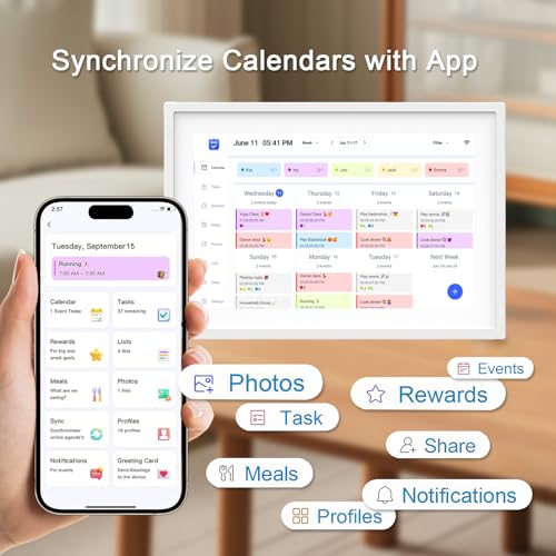 akimart 10.1 inch Wall Planner Digital Calendar & Chore Chart, Smart Touchscreen Interactive Display for Family Schedules, Hearth Display Digital Calendar, Great for Organizing Your 2026 Year - Image 3