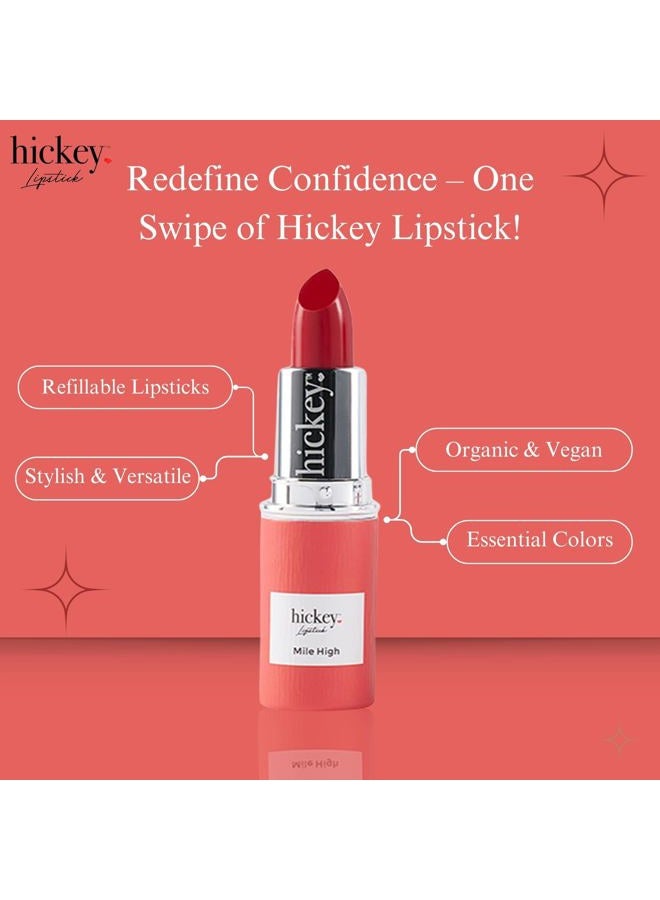 Hickey Lipstick Mile High Organic Perfect Red Lipstick Refill - Long Lasting Lipstick for Women - Hydrating & Moisturizing Shade, Best Lip Color for Women, Gluten-Free & Vegan with Highly Pigmented - Image 4