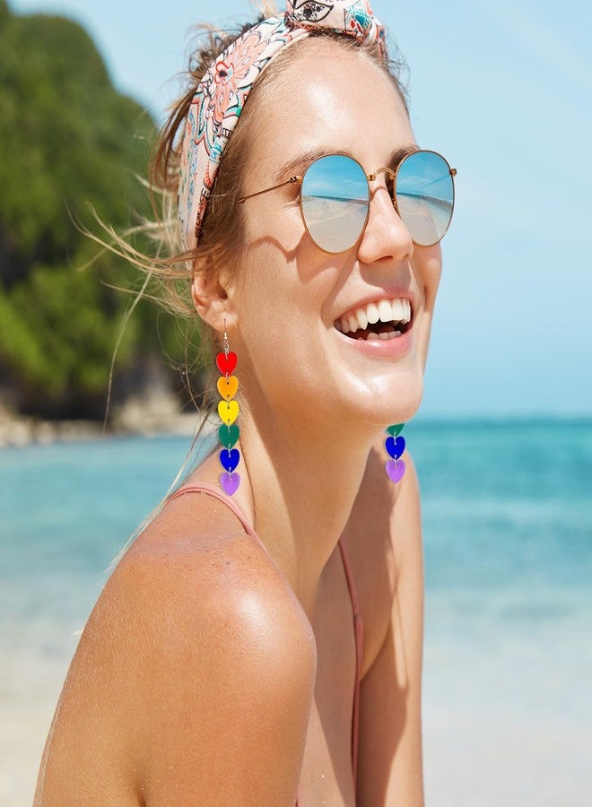 Skyfun Heart Rainbow Earrings for Women Colorful LGBT Gay Lesbian Drop Dangle Earrings LGBTQ Pride Gifts, 6 Transparent Hearts - Image 3