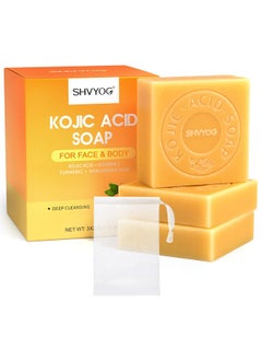 Kojic Acid Soap Turmeric Soap Bar Dark Spot Remover With Vitamin C Hyaluronic Acid For Deep Cleansing Gentle Soap For Face And Body With A Foaming Net 8.47Oz（3 Pack） - pzsku/ZE80D4B089C04B46DCD53Z/45/_/1707975895/85b8da24-66be-4cd2-b392-91e258a77634