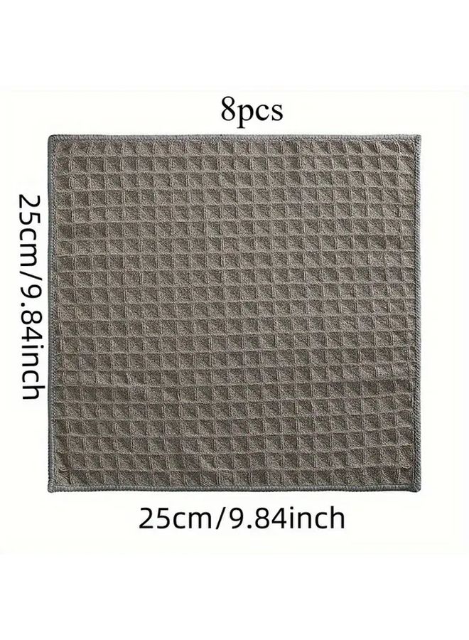8pcs Khaki Barista Towels Absorbent Lint Free Cloth for Coffee Tea Shops Cleaning Milk Spills - Image 1