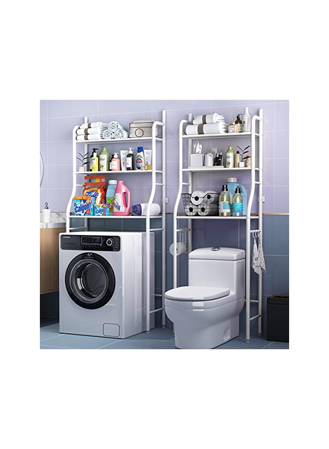 Rack Wall Punch-free Home Toilet Washing Machine Storage Multi-Layer White/Black (1 Pcs)  - Image 2