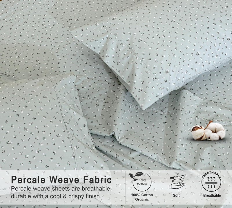 Ruvanti 100% Organic Cotton Sheets Full Size, Percale Weave, GOTS Certified, 4-Piece Set, Deep Pocket 15", Crisp & Breathable, Soft Durable Bedding, Sábanas Algodón Orgánico – Bud Club - Image 4