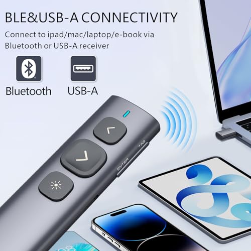 Norwii N95 Bluetooth Presentation Clicker with USB-A Receiver, PowerPoint Clicker for Presentation Remote, Rechargeable Wireless Presenter Pointer, Slide Clicker for PC/Laptop/e-Book(Green, BLE&USB-A) - Image 2