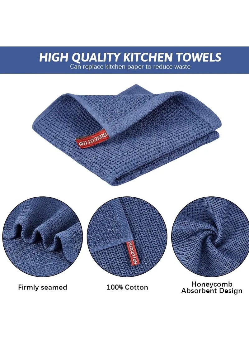 Zikra 100% Cotton Kitchen Dish Cloths, 6-Pack Ultra Soft Absorbent Quick Drying Dish Towels, Quick Drying Tea Towels Set, 12x12 Inches, Navy Blue - Image 4