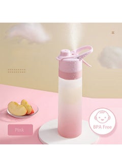 Hihonor Mist Spray Water Bottle, 650ml Sports Water Bottle Reusable Fitness Water Jug Multifunctional Spray Water Cup with Mist Hydration (Pink)  - Image 1
