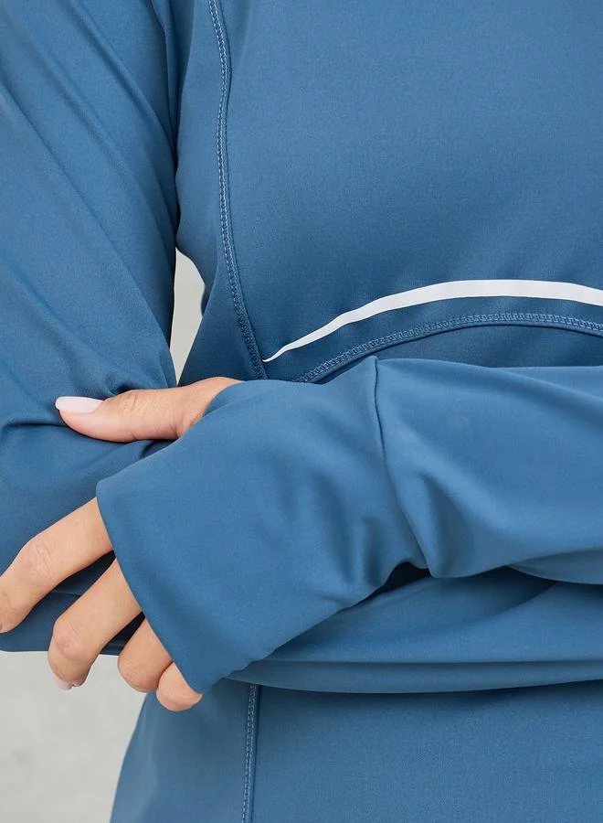 Styli Back Mesh Insert Seam Detail Thumbhole Top