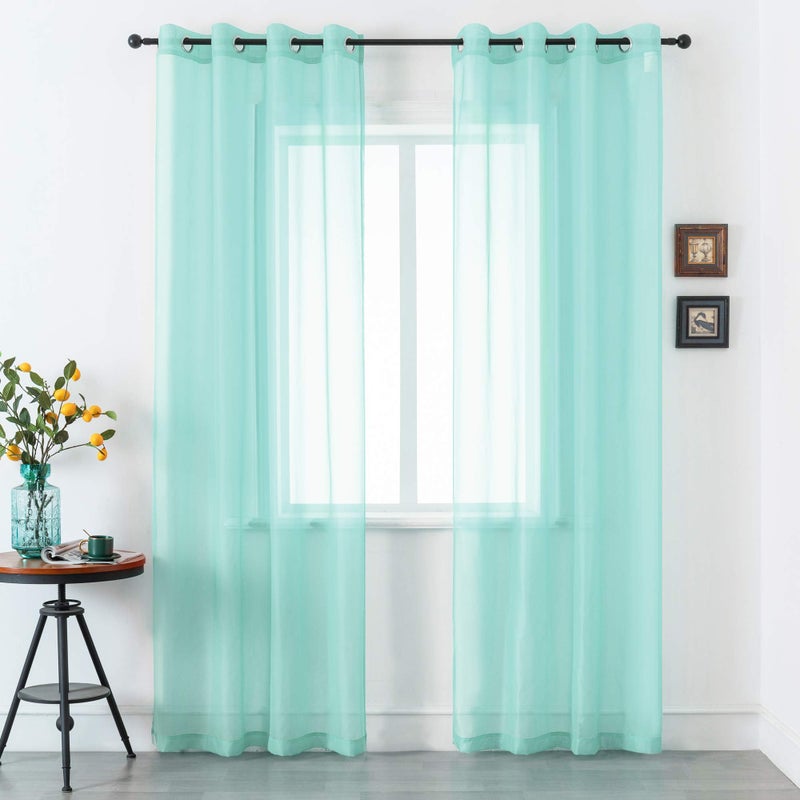 DUALFIE Aqua Curtains 84 Inches Long for Bedroom2 Panels Sheer Grommet Summer Ocean Coastal Decor Beach Themed Seafoam Green Curtains for Living Room Nursery52 x 84 Inch Mint Green
