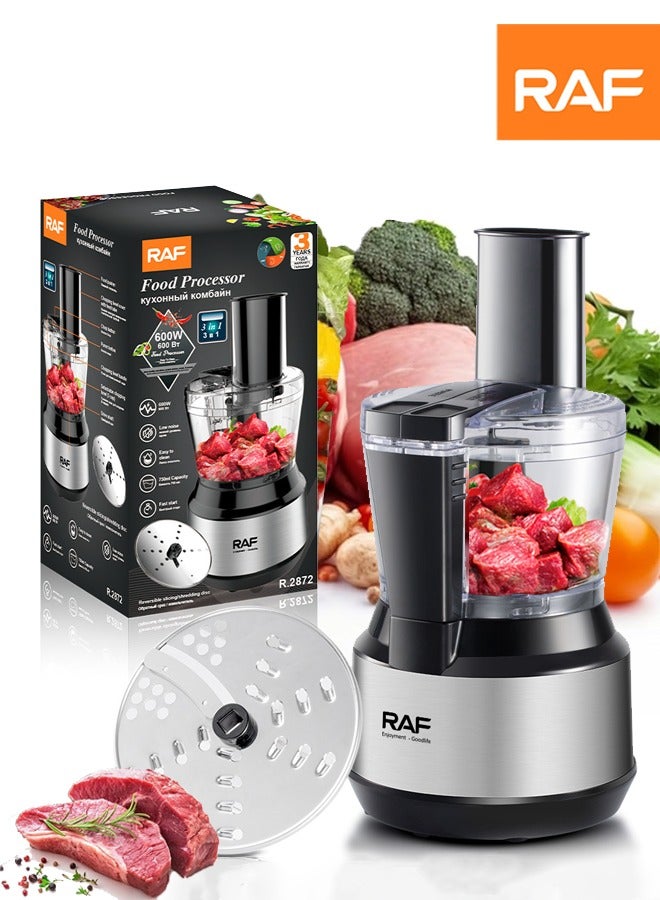 RAF Food Processor with 750ML Processor Bowl, 2-Speed for Chopping, Slicing, Shredding,Mincing & Puree,Stainless Steel Blades, Food Chute & Pusher,600W R.2872 - Image 1