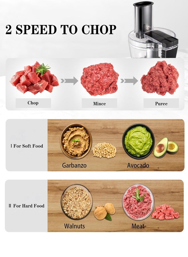 RAF Food Processor with 750ML Processor Bowl, 2-Speed for Chopping, Slicing, Shredding,Mincing & Puree,Stainless Steel Blades, Food Chute & Pusher,600W R.2872 - Image 4