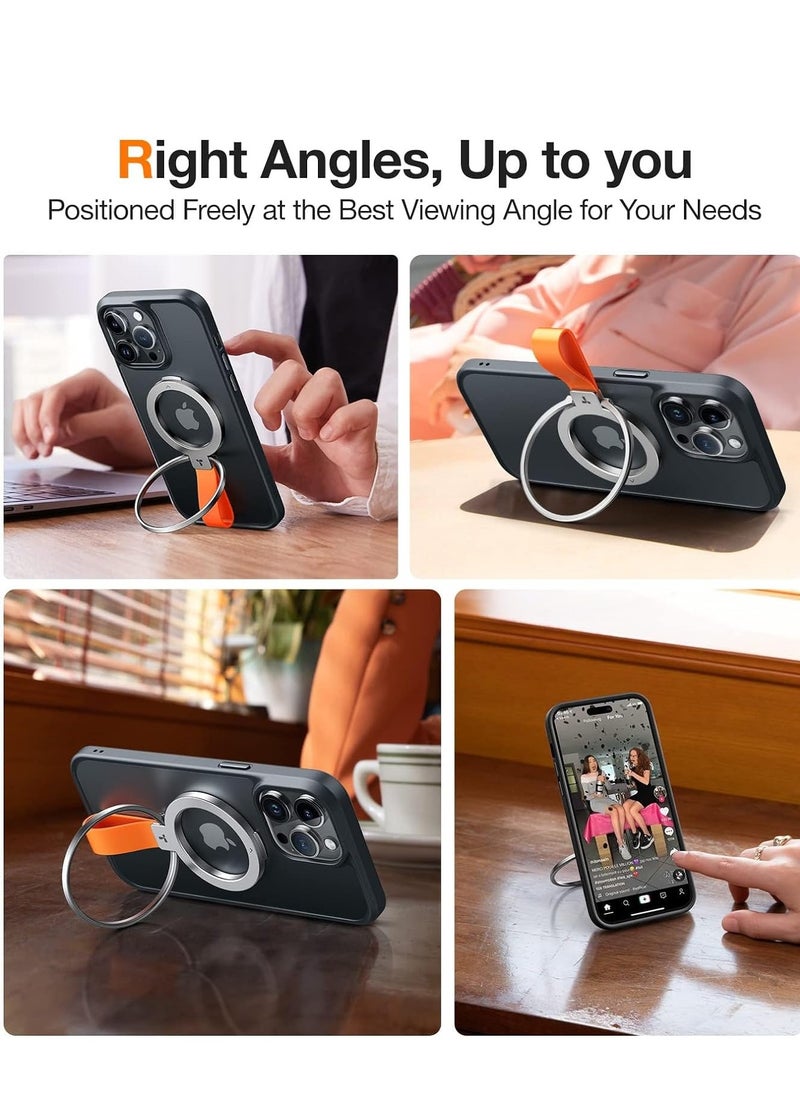 2023 Upgrade Magnetic Phone Grip Holder Kickstand with Silicone Loop, Compatible PopSockets MagSafe Ring Removable, for iPhone 15,14, 13, 12 11 Pro/Max/Plus/Mini,Samsung, Google (Silver)