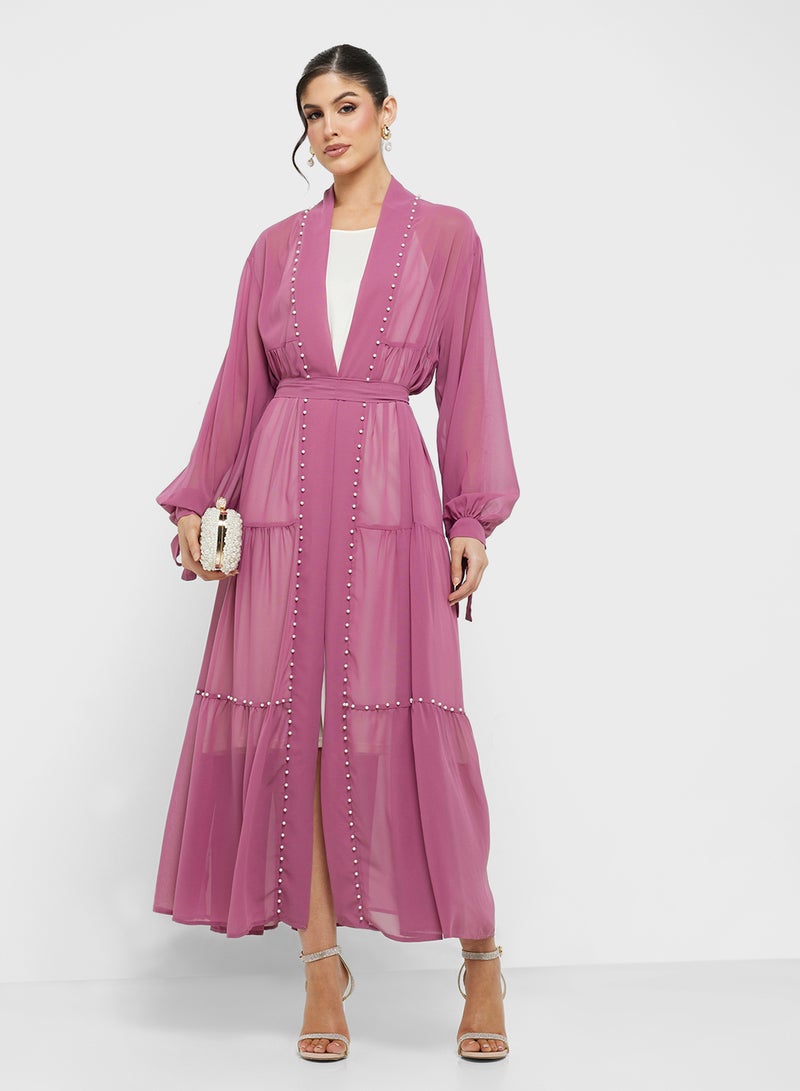 خزانة عباية شفافة بأكمام منفوشة - Image 1