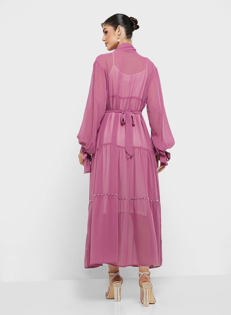 خزانة عباية شفافة بأكمام منفوشة - Image 2