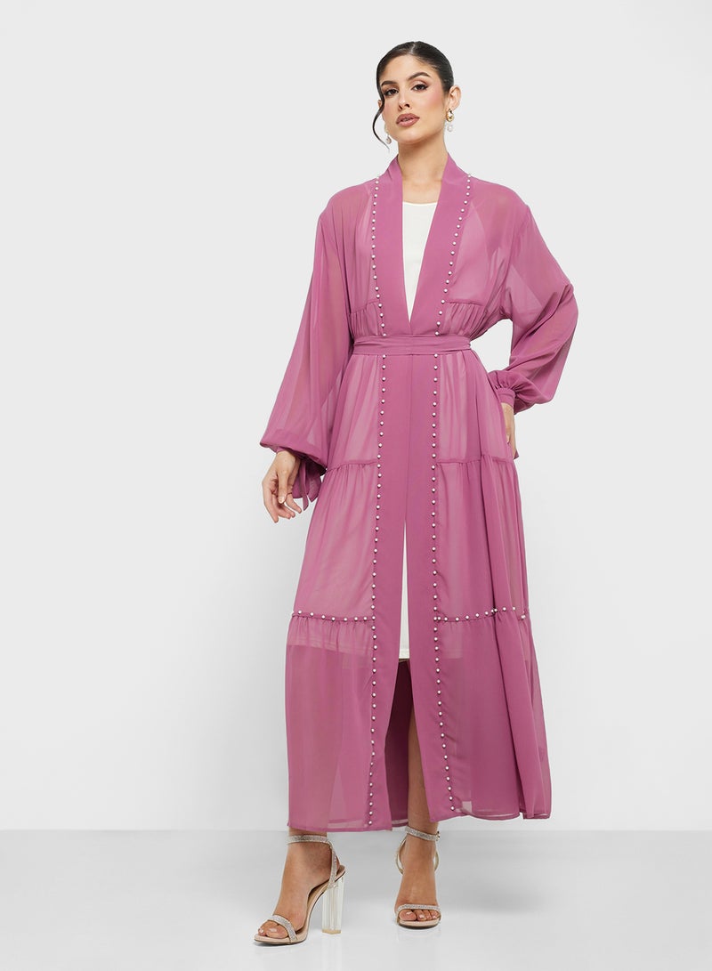 خزانة عباية شفافة بأكمام منفوشة - Image 4