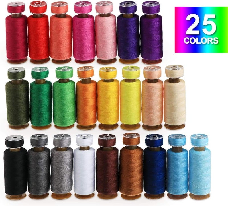 ilauke 50Pcs Thread for Sewing, 400 Yards Sewing Thread kit, Prewound Bobbins Hand & Machine, Sewing Machine Thread Assortment for Brother Singer Janome Juki Serger Machine, 25 Colors - Image 2