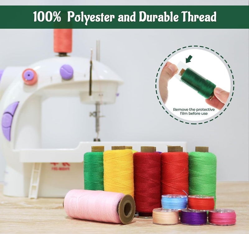 ilauke 50Pcs Thread for Sewing, 400 Yards Sewing Thread kit, Prewound Bobbins Hand & Machine, Sewing Machine Thread Assortment for Brother Singer Janome Juki Serger Machine, 25 Colors - Image 4