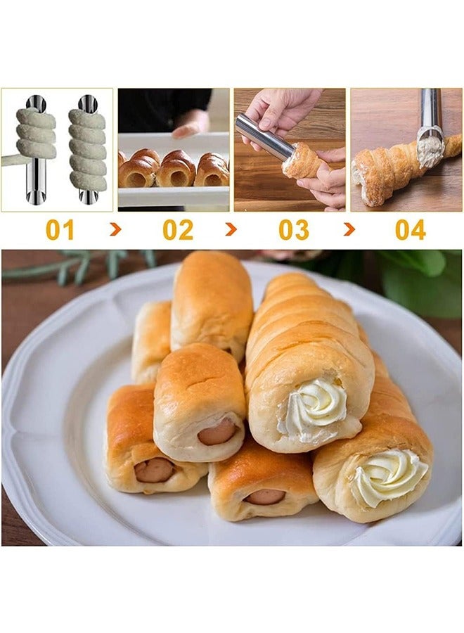 33Pcs Cream Horn Mold, Cannoli Forms Tubes Kit, Stainless Steel 20pcs Cone Shaped and 10pcs Tubular Shaped Baking Molds for Danish Pastry Lady Lock Form Cream Roll Croissant - Image 3
