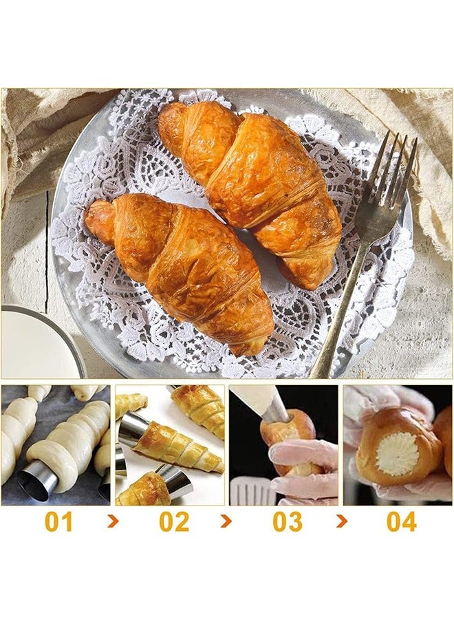 33Pcs Cream Horn Mold, Cannoli Forms Tubes Kit, Stainless Steel 20pcs Cone Shaped and 10pcs Tubular Shaped Baking Molds for Danish Pastry Lady Lock Form Cream Roll Croissant - Image 4