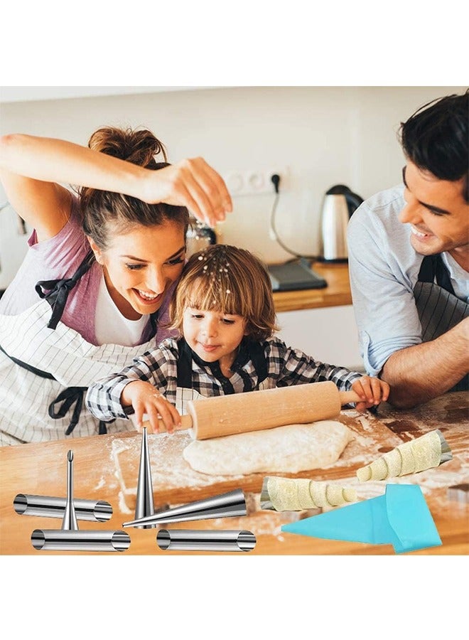 33Pcs Cream Horn Mold, Cannoli Forms Tubes Kit, Stainless Steel 20pcs Cone Shaped and 10pcs Tubular Shaped Baking Molds for Danish Pastry Lady Lock Form Cream Roll Croissant - Image 5