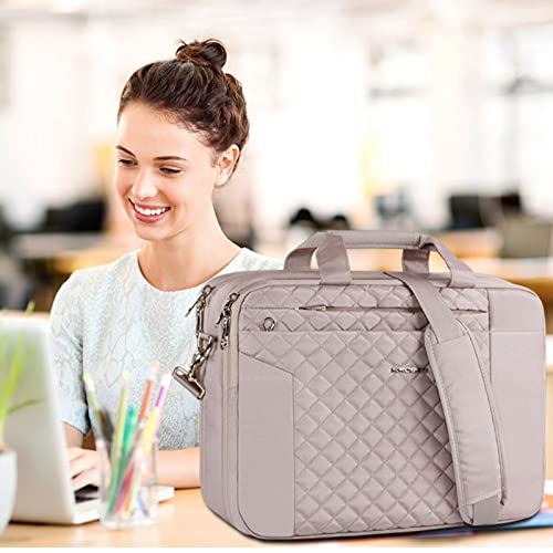 KROSER 17 Inch Laptop Briefcase Bag Expandable Computer Case With Anti Theft Waterproof Messenger Shoulder Bag for Business Office Travel Pink - Image 3