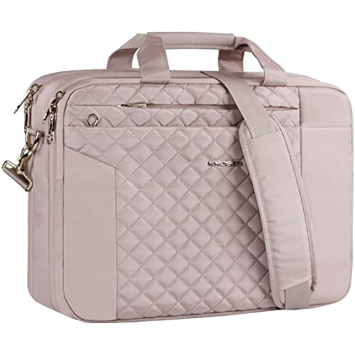 KROSER 17 Inch Laptop Briefcase Bag Expandable Computer Case With Anti Theft Waterproof Messenger Shoulder Bag for Business Office Travel Pink - Image 1