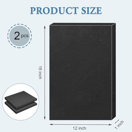 YIENFBEV Black Polyurethane Foam Inserts for Cases 2 Pcs 16 x 12 x 1 Inch Cuttable Packing Padding for Tool Box Camera Crafts and Storage - Image 3