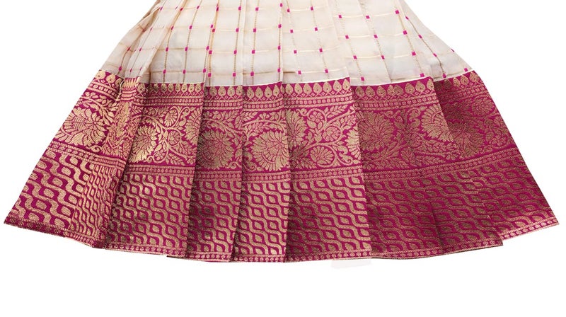 Suzvan New South Indian Traditional Pattu Pavadai Dress | Jecquard Frock for Girls (1-2 Years) - Image 3
