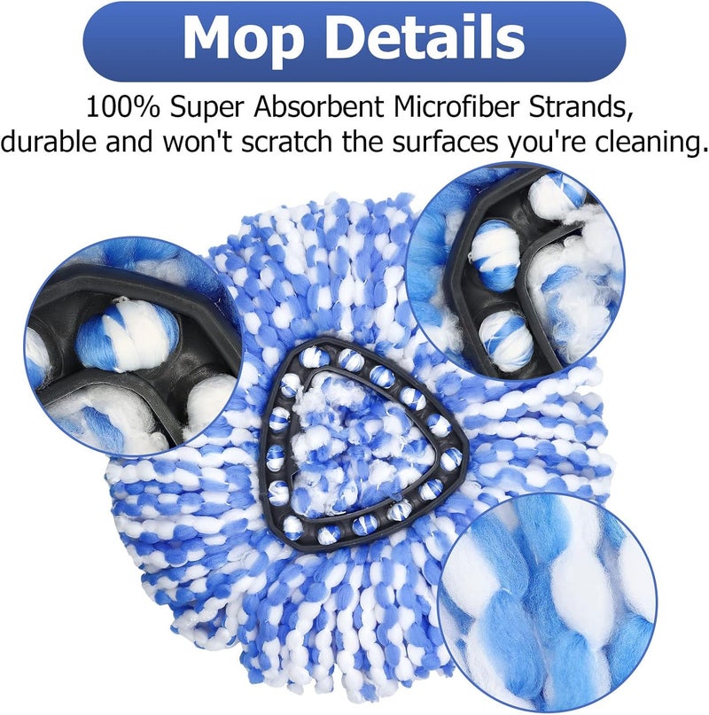 Qulable RinseClean Spin Mop Replacement Head - 4 Pack Spin Mop Refills Compatible with O-Ceda RinseClean Dual System, Microfiber Mop Replace Head Easy Cleaning Floor Mop Head Replacement for Floor Cleaning - Image 4