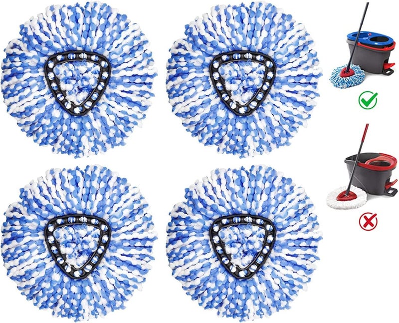Qulable RinseClean Spin Mop Replacement Head - 4 Pack Spin Mop Refills Compatible with O-Ceda RinseClean Dual System, Microfiber Mop Replace Head Easy Cleaning Floor Mop Head Replacement for Floor Cleaning - Image 1