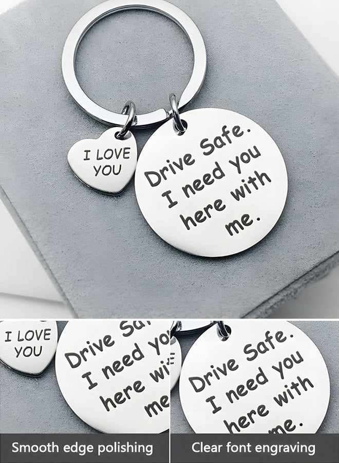 Generic Car Keychain Birthday Gifts for Boyfriend Husband Love Keychain Valentines Gifts for Wife Girlfriend Anniversary Present, ''drive safe i need you here with me'' Key Chain  - Image 2