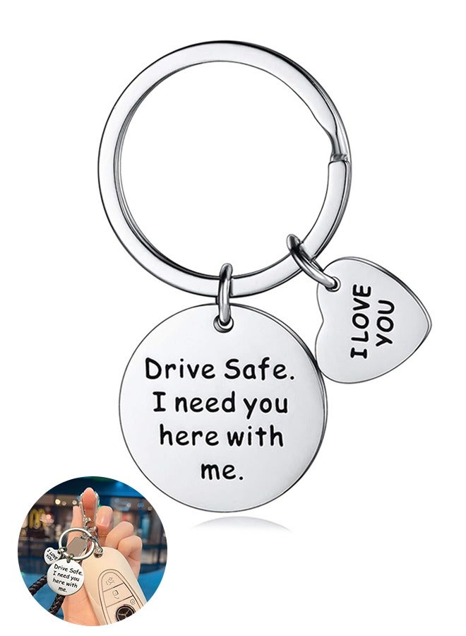 Generic Car Keychain Birthday Gifts for Boyfriend Husband Love Keychain Valentines Gifts for Wife Girlfriend Anniversary Present, ''drive safe i need you here with me'' Key Chain  - Image 1