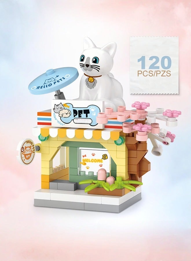 ملقط مجموعة مكعبات متجر الحيوانات الأليفة المصغرة - ١٢٠ قطعة، ديكور مكتب سهل التجميع للأطفال والكبار، تصميم آمن غير سام - Image 5