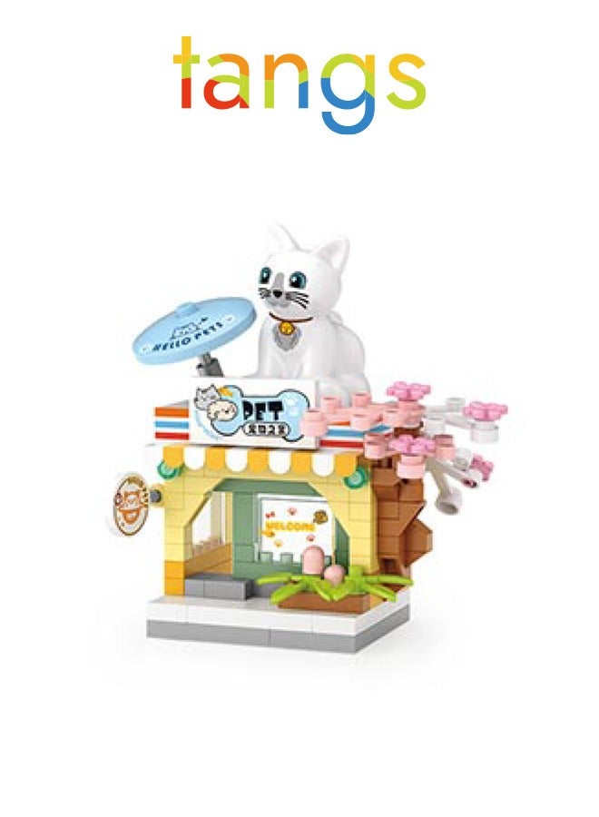 ملقط مجموعة مكعبات متجر الحيوانات الأليفة المصغرة - ١٢٠ قطعة، ديكور مكتب سهل التجميع للأطفال والكبار، تصميم آمن غير سام - Image 1