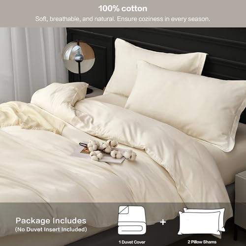 SAPHREAS 100% Washed Cotton Duvet Cover Queen Size Set, Linen Like Comforter Cover with Zipper Closure & Corner Ties (No Comforter), 90x90 White - Image 2