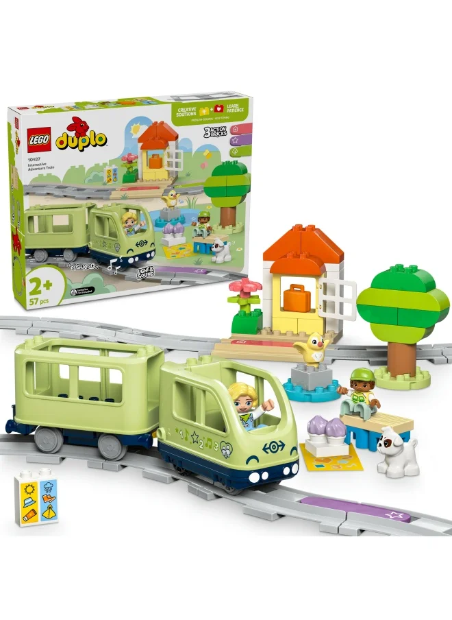 LEGO DUPLO Interactive Adventure Train Set, Creative Montessori Toy for 2 Plus Year Old Boys & Girls, Toddler Learning Set with Lights and Sounds Inspires Role Play, Gift Idea 10427 (57 pieces)