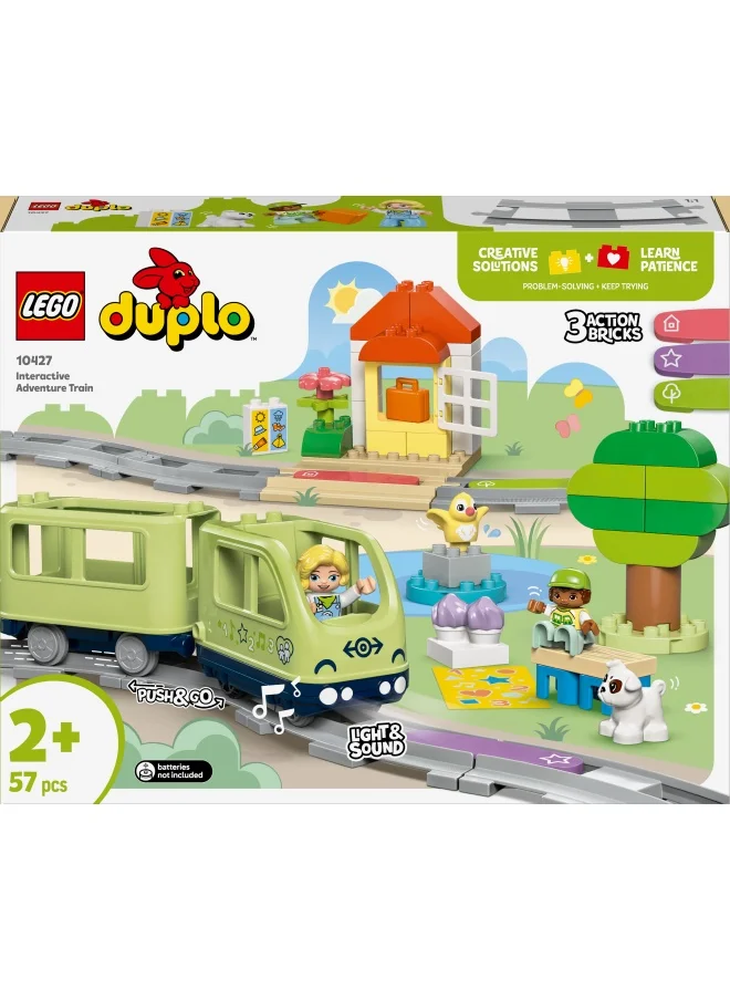 LEGO DUPLO Interactive Adventure Train Set, Creative Montessori Toy for 2 Plus Year Old Boys & Girls, Toddler Learning Set with Lights and Sounds Inspires Role Play, Gift Idea 10427 (57 pieces)