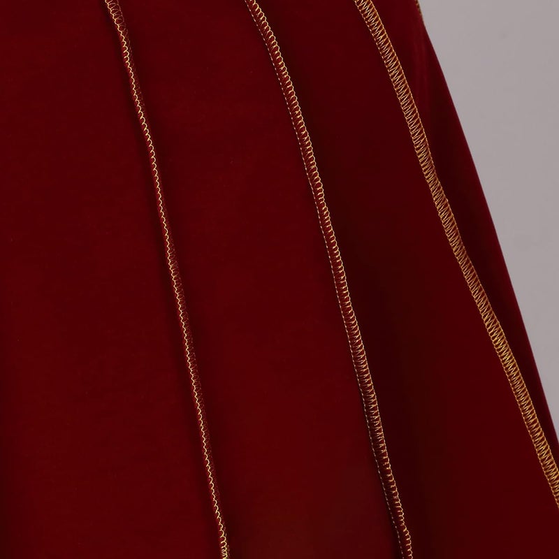 GRAJTCIN Women's Medieval Cloak Renaissance Velvet Gold Trim Cape Witch Vampires Halloween Costume for Adult (43.3", Red) - Image 5
